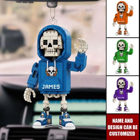 Baustein-Skelett – Personalisierte Acryl-Autoschmuck